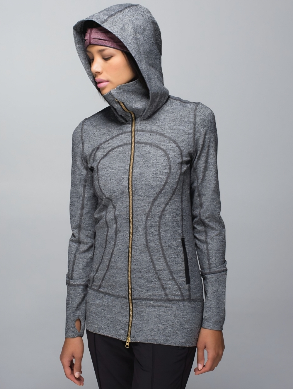 lululemon Stride Jacket 2  Heathered Charcoal Zip Hoodie - Like New Condition